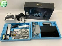【N-5456】任天堂 Nintendo Wii 黒 ブラック 本体 ニンテンドー ウィー RVL-001(JPN) クラシックコントローラー 箱付 現状品【千円市場】_画像1