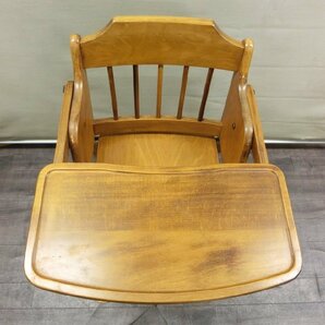 【WB-0407】山崎木工 木製 ベビーチェア ハイチェア テーブル付 折りたたみ椅子 現状品【千円市場】の画像2