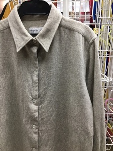  Agnes B cashmere . Ram . wool long shirt feather woven thing long sleeve ash 1 M made in Japan 