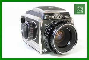 【同梱歓迎】実用■ゼンザブロニカ ZENZABRONICA S2 ボディ+NIKKOR-P 1:2.8 75mm■引き蓋つき■シャッター全速完動■■5596