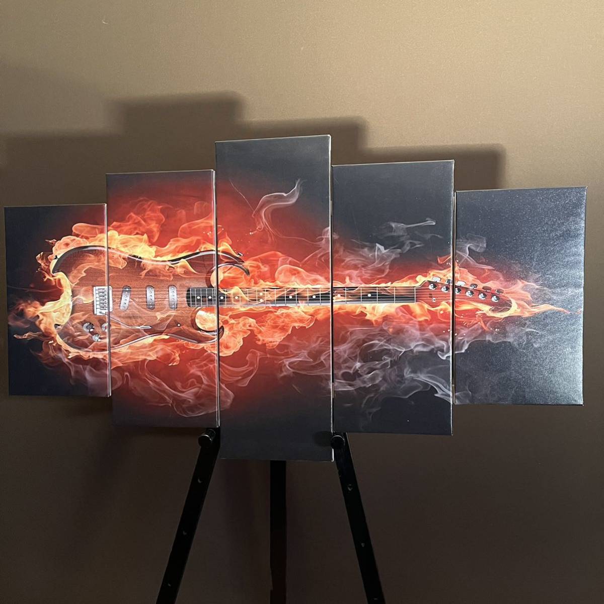 ★Outlet★ Panel Art Fire guitar Digital Print Art, Painting, Oil painting, others