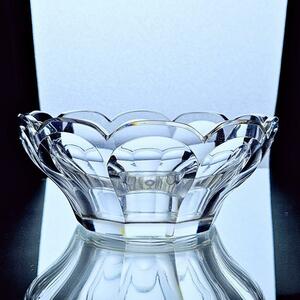 輝くオールドバカラ 花スカラップのボウル サラダボウル プレート皿トレー クリスタルガラス 器 大鉢 深鉢 19世紀後半フランスアンティーク