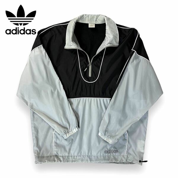 【美品】Adidas Originals アディダス オリジナル ナイロン プルオーバー ジャケット 刺繍 白タグ 90s Lサイズ デサント製