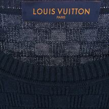 LOUIS VUITTON ルイ・ヴィトン ダミエ クルーネック ニット セーター ネイビー系 S【中古】_画像3