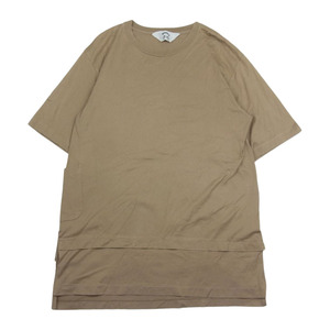 SUNSEA サンシー 19SS 19S02 レイヤード サイドスリット クルーネック 半袖 Tシャツ ベージュ系 2【中古】