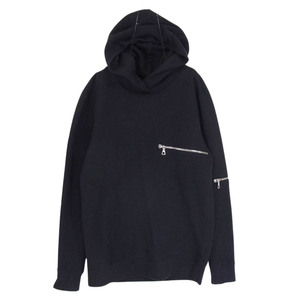 ジョンエリオット JOHN ELLIOTT ZIP ファスナーデザイン プルオーバ― パーカー フーディ ブラック系 1【中古】