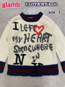 glamb( gram ) I LOVE NY knit size 1 complete sale goods knitted wool .