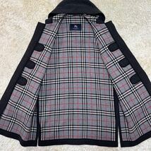 最高級カシミヤ素材◎ バーバリーロンドン BURBERRY LONDON ノバチェック ダッフルコート ロングコート ダークグレー_画像2