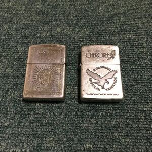 ZIPPO CHEROKEE U.S.A. ジッポ オイルライター 未確認 完全未チェック ZIPPO 2本セット(s12)