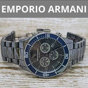 動作品　エンポリオアルマー二　CERAMICA　腕時計　ARMANI　黒　レア　定価13万円 クロノグラフ