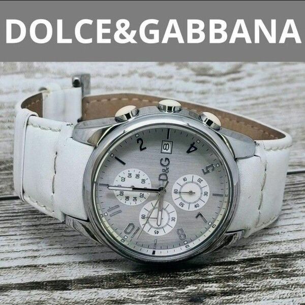 DOLCE&GABBANA　ホワイト　腕時計　ドルガバ　メンズ　D&G　レザー