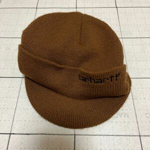 ミ2401-788 カーハート　carhartt ニットキャップ ブラウン　ツバ　大人用？　キッズ？