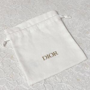 クリスチャンディオール 「Christian Dior」 小物・コスメ用保存袋（3300）正規品 付属品 内袋 布袋 巾着袋 布製 ホワイト 12.5×15cm