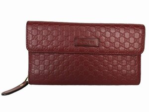 GUCCI / グッチ ラウンドファスナー 長財布 449364 マイクロシマ 大容量収納 ボルドー