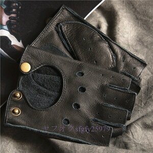 L870* new goods winter original leather finger less glove half finger Jim Work out fitness driving book@ cow leather glove M/L/XL