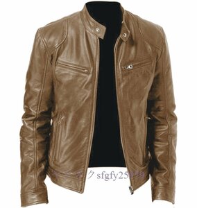 P635 Новые мужские кожаные куртки наездники велосипедные джампер блузон кожа джинсы S ~ 5xl 3 Цвет Хаки