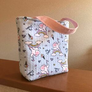 セール品　厚　可愛い象動物ピンクミニトートバッグ　ポーチ ハンドメイドレディースバッグインバッグジム小袋 誕生日プレゼント