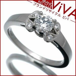  Cartier ba Rely na sleigh tail diamond ring ring 0.38ct G-VS1-3EX #48 8 number Pt950 platinum beautiful goods new goods has been finished 
