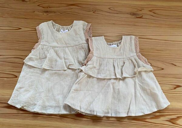 【新品】2枚セット　ペア　ウィルメリー　チュニック　100 & 120 女の子 ノースリーブ ベビー服 子供服　お揃い　姉妹