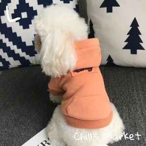 パーカー L オレンジ ヴィンテージ 刺繍 犬の服 犬用品 犬 服 ペット 韓国 2024 秋 冬