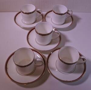 WEDGWOOD ウェッジウッド コーヒーカップ 5客 珈琲 カフェ 喫茶店 カップ＆ソーサー Bone China ボーンチャイナ 20240127 mtikzys 202 0125