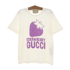 グッチ STRAWBERRY ロゴ Tシャツ 548334 メンズ ホワイト GUCCI 中古 【アパレル・小物】の画像1