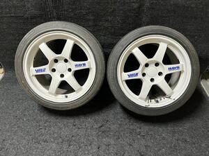 ●TE37 RAYZ 17インチ 9.5J +40 PCD114.3 5H 17x9 1/2JJ OF+40 オフセット ２本 5穴 レイズ ボルクレーシング 軽量 ドリ車 ホワイト