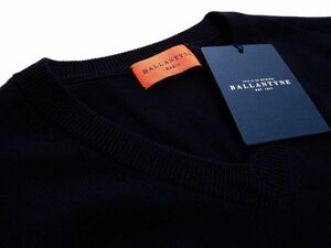 [ new goods unused ]BALLANTYNE aspidistra Thai n*Italy*48* wool high gauge knitted V neck sweater * dark navy 
