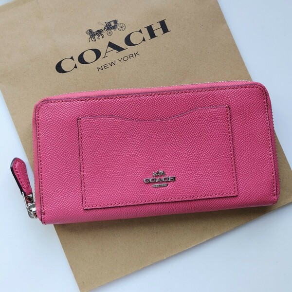 【新品】COACH　コーチ　長財布　ラウンドジップ ピンク　54007