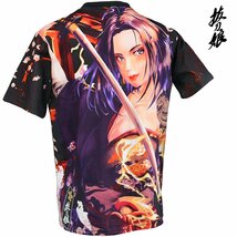 232838-20 抜刀娘 ばっとうむすめ 美麗 MIREI 和柄 クルーネック 葵 妃那 半袖 Tシャツ mens メンズ(葵 日本刀) XXL 娘達の夏夜_画像4