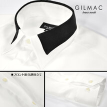 6#36110-1 GILMAC 襟バイカラー切替 レギュラーカラー 比翼前立て 無地 ドレスシャツ メンズ(ホワイト白) L 結婚式 日本製 モード 披露宴_画像5