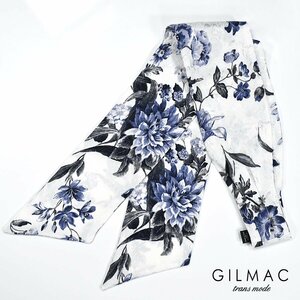 k3103-1 GILMAC ストール 花柄 バラ柄ジャガード 薔薇 ネクタイ スカーフ メンズ(ホワイト白) F 長さ 146cm ストールタイ