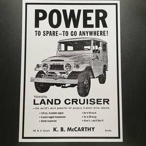 ポスター★1962年 トヨタ・ランドクルーザー FJ40 北米ポスター #1★ランクル/ヨンマル/Land Cruiser 