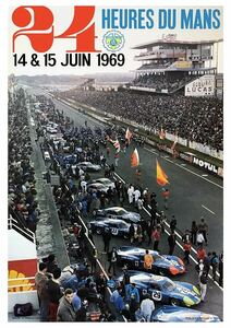  постер *1969 год ru* man 24 час гонки *24 Heures du Mans/yunotie-ru/ Porsche / Ferrari vs Ford 