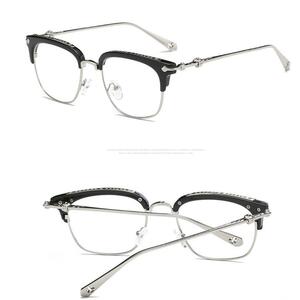 【訳あり】新品 未使用 サーモントブロー 伊達メガネ シンプル 男女兼用 シルバー 眼鏡 韓国