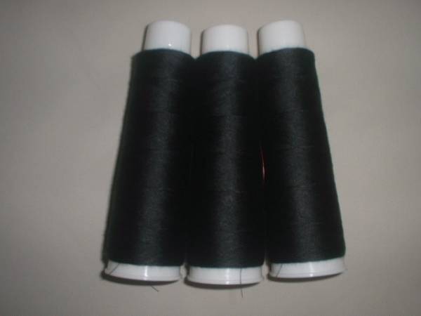黒のスパン100番手ミシン糸3本セット*100番手*ロック用