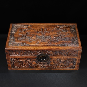 Art hand Auction Hizo Qing Dynasty Quince Wood Carving [Fuju Kangning] Treasure Box Storage Box Wooden Box Old Folk Tools Wooden Furniture Tool Box Period Items Antique Art Antique Prizes Antique Chinese Toys Antiques Antique ZSL01-07, hobby, culture, hand craft, handicraft, others