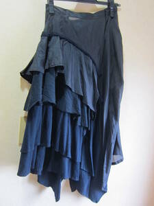 センソユニコ ギャルデコレクティブ GARDE COLLECTIVE 絹 シルク スカート ボトム 黒 レディース メ16463