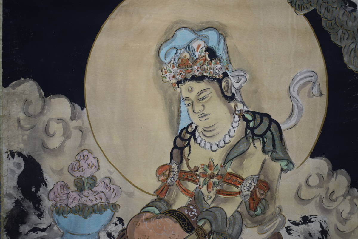 [Inconnu] / Artiste inconnu / Peinture ancienne / Statue de Kannon / Dragon / Rouleau suspendu Hotei HG-134, Peinture, Peinture japonaise, personne, Bodhisattva