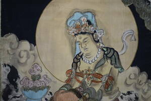Art hand Auction [Inconnu] / Artiste inconnu / Peinture ancienne / Statue de Kannon / Dragon / Rouleau suspendu Hotei HG-134, Peinture, Peinture japonaise, personne, Bodhisattva