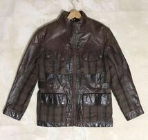 定価14万円 ティンバーランド【Timberland】ELITE LEATHER ABINGTON JACKET ミラーレン社オイルドコットン切替え レザージャケット M_画像2