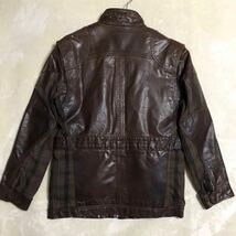 定価14万円 ティンバーランド【Timberland】ELITE LEATHER ABINGTON JACKET ミラーレン社オイルドコットン切替え レザージャケット M_画像3