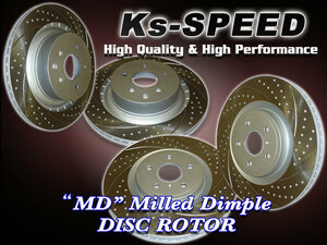 MD-2037+MD-2076 Fuga (FUGA) KY51 370GT type S* rom and rear (before and after) against direction caliper for for 1 vehicle ( rom and rear (before and after) )SET*MD dimple rotor [ non penetrate hole + curve 6ps.@ slit ]
