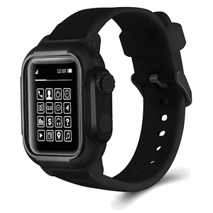 キッソス（ＫＩＳＳＯＳ） Apple Watch アップルウォッチ シリーズ 6/7/8 45mm 44mm ケース バンド 一体型 防水 防塵 傷防止 (ブラック)
