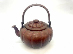 金谷五郎三郎 銅製 槌目 やかん カボチャ型 煎茶 茶道具 レトロ 当時物 大 F01-64