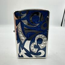 R152-SK10-421 ★ Zippo ジッポー オイルライター アーマーニューダイアル ブルー シルバー 喫煙具 喫煙グッズ USA製 火花あり ①_画像3