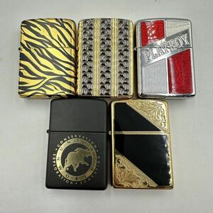 R121 まとめ ◎ Zippo ジッポー オイルライター 5点まとめセット ハンティングワールド プレイボーイ 喫煙具 箱付き 5点火花あり ①