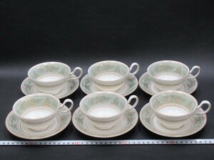 D0155 ウェッジウッド コロンビア セージグリーン ティー カップ＆ソーサー 6客 WEDGWOOD