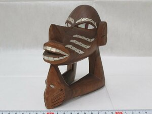 P0340 木彫 螺鈿細工 アフリカ 彫刻 オブジェ 置物 木工芸