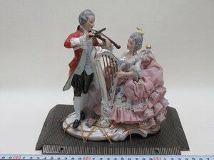 D0202 レースドール 演奏する男女 フィギュリン レース人形 西洋貴族人形